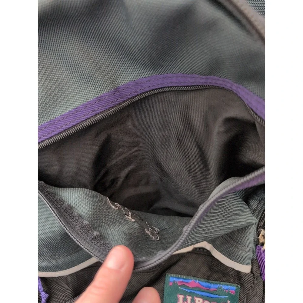 Vintage LL Bean Continental‎ Green Purple & Black School Backpack Large Monogram
